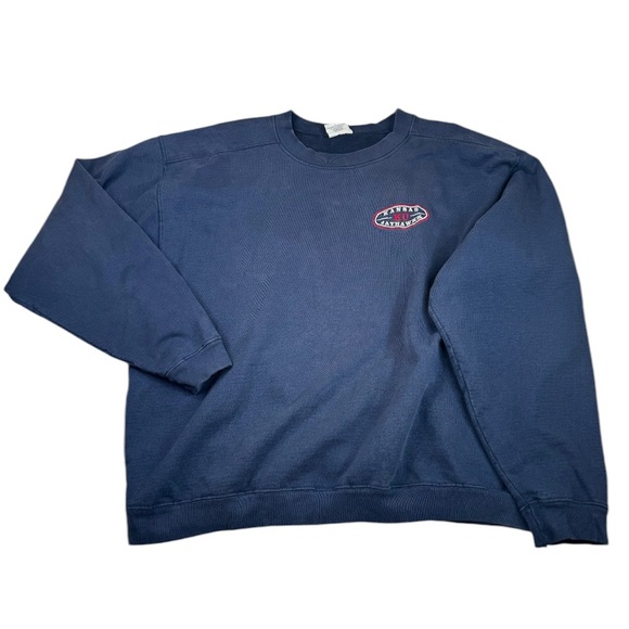 Other - Vintage Kansas University Sweatshirt Men Large Blue Cotton Pullover Made in USA‎